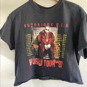 Woman’s Crop Black T- Shirt Concert Notorious BIG